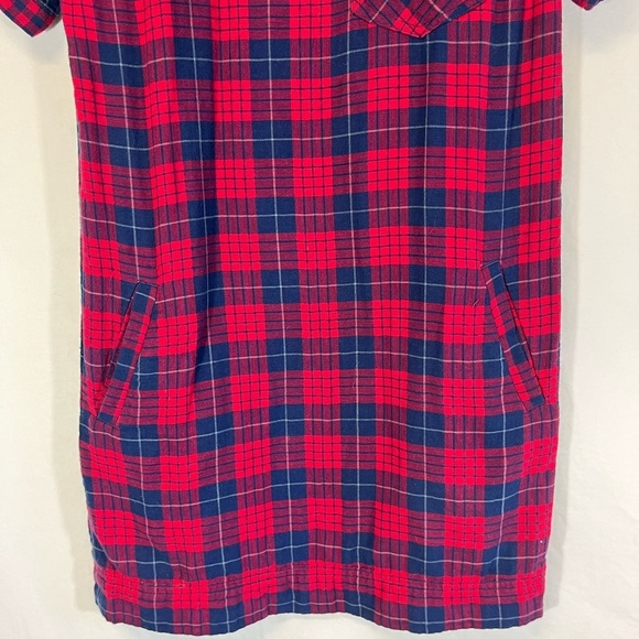 MADEWELL EDINA RED BLUE PLAID SHIRT SHIFT DRESS FLANNEL COTTON SIZE XXS - Picture 7 of 11